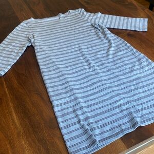 GARNET HILL Striped 100% Organic Pima Cotton Bateau Dress Minimalist Casual.